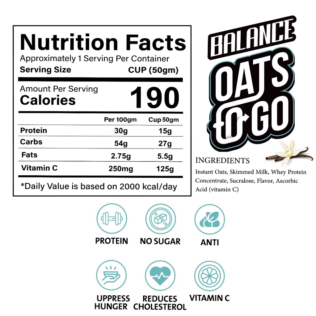 Balance Oats To Go Vanilla 50gm